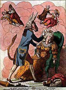 Karikatur des Mesmerismus, Der magische Finger oder der animalische Magnetismus, 1784.