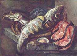 Abraham Hendriksz. van Beyeren, Stilleben mit Fischen, 1655-1666.