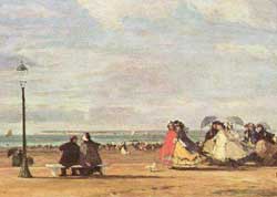 Eugène Boudin, Kaiserin Eugenie am Strand von Trouville, 1863.