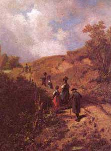 Carl Spitzweg, Der Gang zur Kirche, 1860.